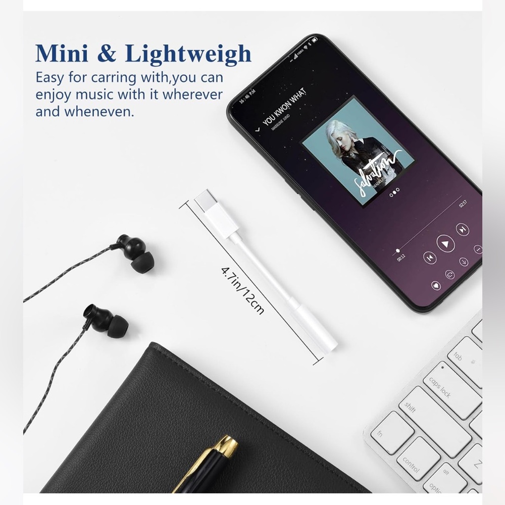 NWT 2 USB C to 3.5mm Audio Adapters PLUS Colorful Cord Organizer/Hanger Clips - Picture 10 of 16